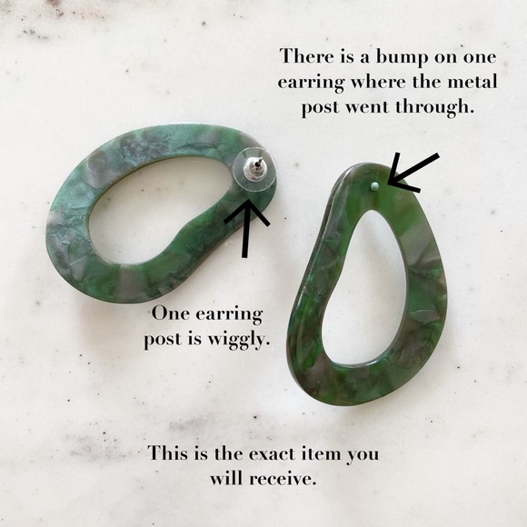 🆑 "Larsen" Earrings || Green Geometric Statement - Picture 8 of 12
